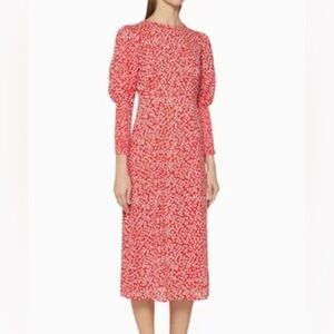 NEVER FULLY DRESSED Delores Floral Print Dress Red White NWT